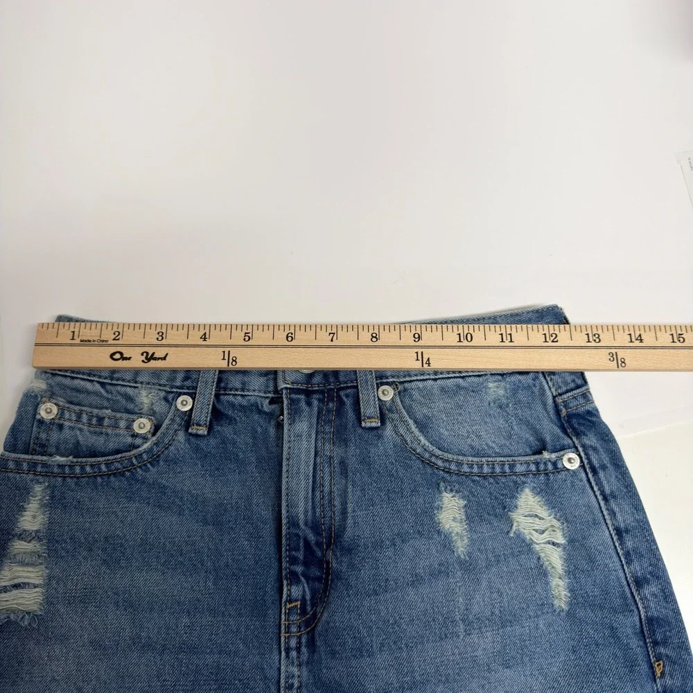 Gap 1969 Womens Distressed‎ Denim Mini Skirt Medium Wash Raw Hem 24R Cotton - Picture 8 of 8